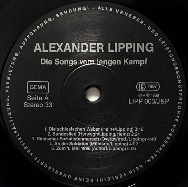 Cover zu Alexander Lipping - Die Songs Vom Langen Kampf | 1989 | Vinyl, LP | Folk, World, & Country | Germany