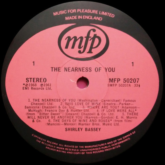 Cover zu Shirley Bassey - The Nearness Of You | 1974 | Vinyl | Jazz | UK Schallplatten Ankauf
