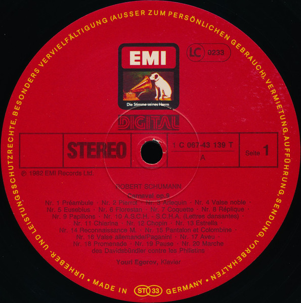 Cover zu Robert Schumann, Youri Egorov - Carnaval / Papillons / Toccata | 1982 | Vinyl | Classical | Germany