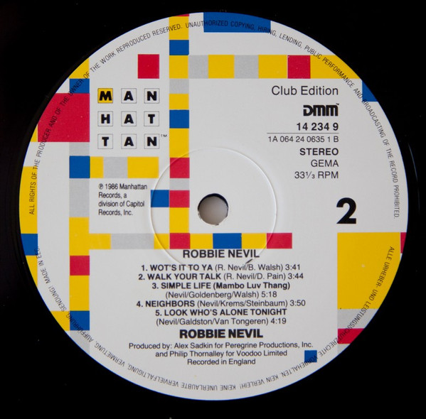 Cover zu Robbie Nevil - Robbie Nevil | 1986 | Vinyl | Electronic, Pop | Germany Schallplatten Ankauf