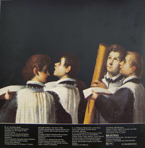 Cover zu Claudio Monteverdi – Escolanía De Montserrat, Collegium Aureum, Ireneu Segarra OSB - Vespro Della Beata Vergine | 1976 | Vinyl | Classical | Germany