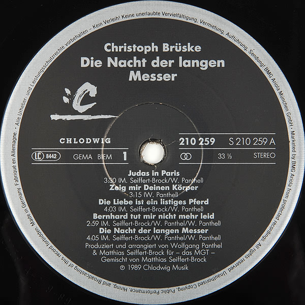 Cover zu Christoph Brüske - Die Nacht Der Langen Messer | 1989 | Vinyl | Pop | Germany