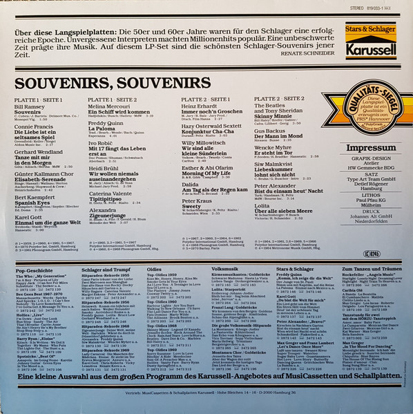 Cover zu Various - Souvenirs, Souvenirs | Vinyl | Rock, Pop | Germany