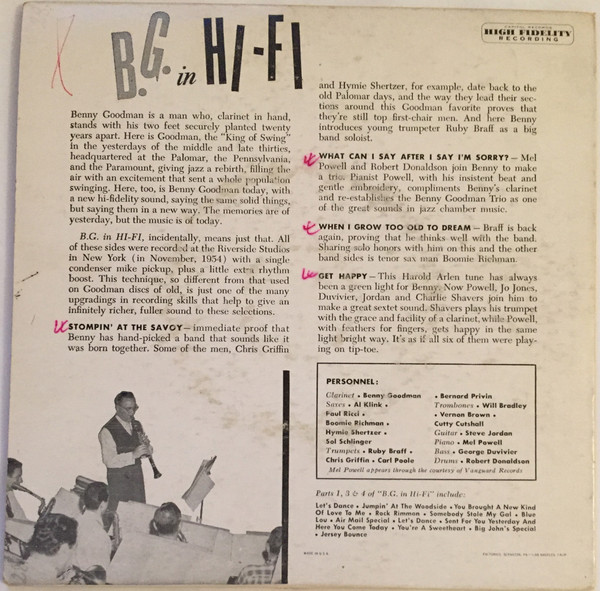 Cover zu Benny Goodman - B.G. In Hi-Fi Part 2 | Vinyl | Jazz | US Schallplatten Ankauf