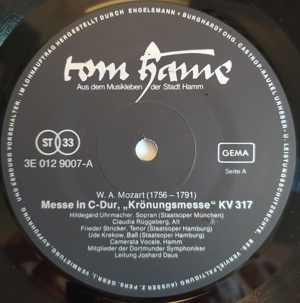 Cover zu Various - Tom Hame - Aus Dem Musikleben Der Stadt Hamm | 1979 | Vinyl | Classical | Germany