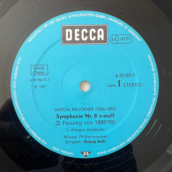 Cover zu Anton Bruckner - Wiener Philharmoniker, Georg Solti - Symphonie Nr. 8 C-moll | 1981 | Vinyl | Classical | Germany