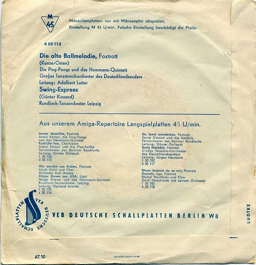 Cover zu Various - Die Alte Ballmelodie / Swing-Express | 1959 | Vinyl | Jazz, Pop | German Democratic Republic (GDR) Schallplatten Ankauf