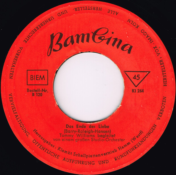 Cover zu Die Texas-Brothers, Tommy Williams (15) - Rosalie, Mußt Nicht Weinen / Das Ende Der Liebe | Vinyl | Pop | Germany Schallplatten Ankauf