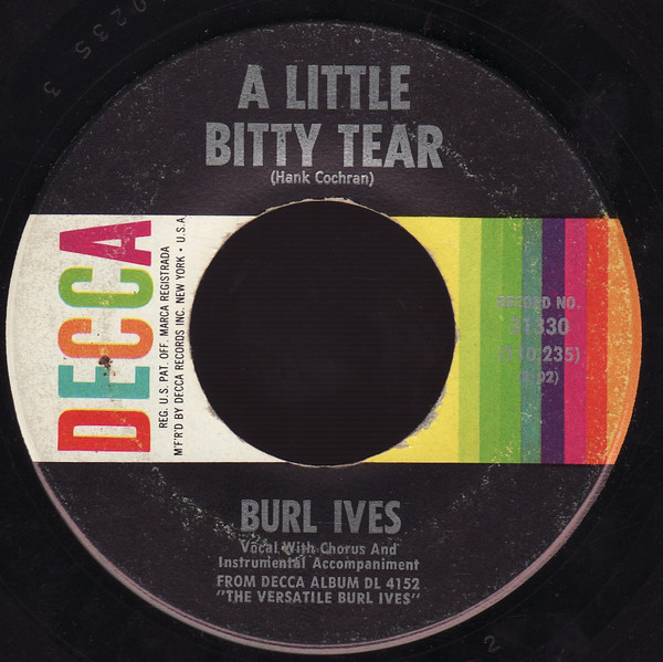 Cover zu Burl Ives - A Little Bitty Tear / Shanghied | 1961 | Vinyl | Pop | US Schallplatten Ankauf