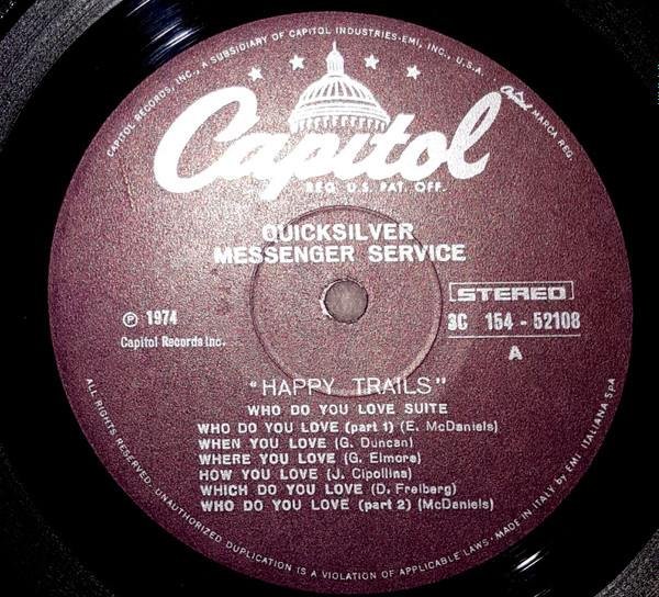 Cover zu Quicksilver Messenger Service - Happy Trails / Quicksilver | 1977 | Vinyl | Rock | Italy
