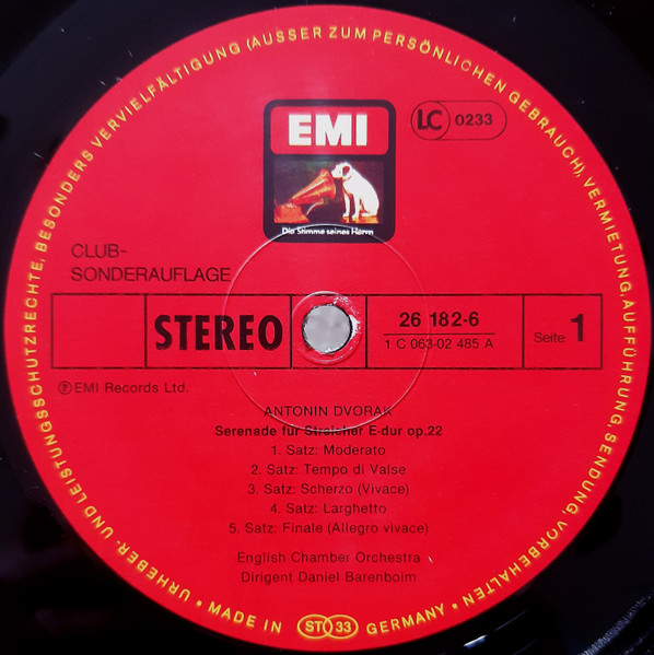 Cover zu Antonín Dvořák / Pyotr Ilyich Tchaikovsky, English Chamber Orchestra, Daniel Barenboim - Serenaden Für Streicher | Vinyl | Classical | Germany