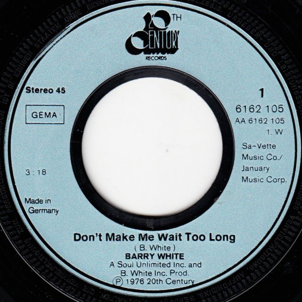 Cover zu Barry White - Don't Make Me Wait Too Long | 1976 | Vinyl | Funk / Soul | Germany
