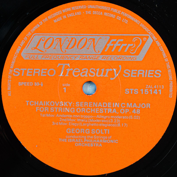 Cover zu Pyotr Ilyich Tchaikovsky / Wolfgang Amadeus Mozart, Israel Philharmonic Orchestra, Georg Solti - Serenade For Strings / Eine Kleine Nachtmusik, K.525 | 1971 | Vinyl | Classical | US