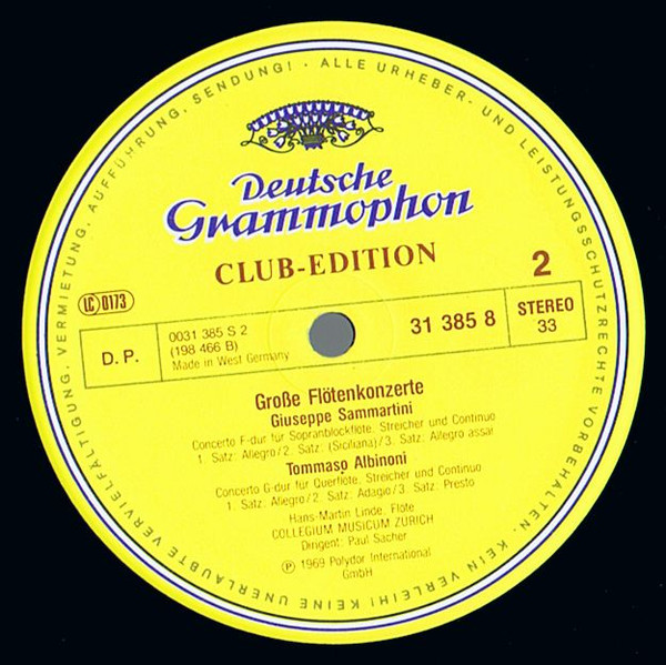 Cover zu Alessandro Scarlatti, Antonio Vivaldi, Giuseppe Sammartini, Johann Sebastian Bach, Wolfgang Amadeus Mozart, Hans-Martin Linde, Aurèle Nicolet, Werner Tripp - Grosse Flötenkonzerte | Vinyl | Classical | Germany