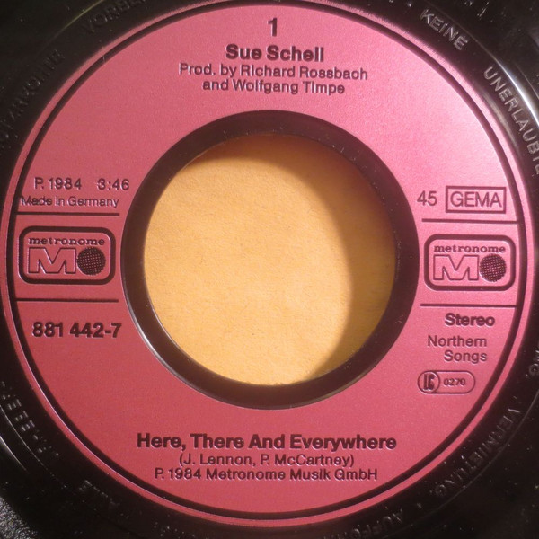 Cover zu Sue Schell - Here, There And Everywhere | 1984 | Vinyl | Pop | Germany Schallplatten Ankauf
