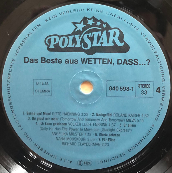 Cover zu Various - Das Beste Aus Wetten, Dass...? | Vinyl | Pop, Classical | Germany