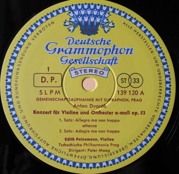 Cover zu Antonín Dvořák / Maurice Ravel - Edith Peinemann, The Czech Philharmonic Orchestra Dirigent: Peter Maag - Konzert Für Violine Und Orchester A-moll Op. 53 / Tzigane | 1965 | Vinyl | Classical | Germany