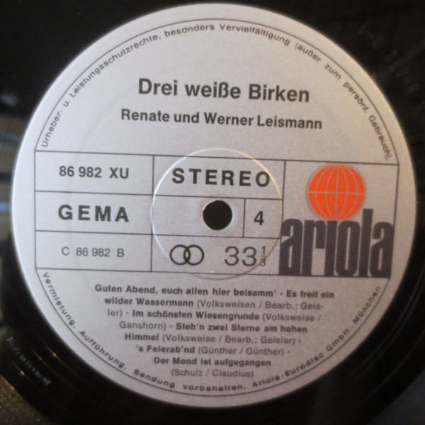 Cover zu Renate Und Werner Leismann - Drei Weisse Birken | 1969 | Vinyl | Pop | Germany