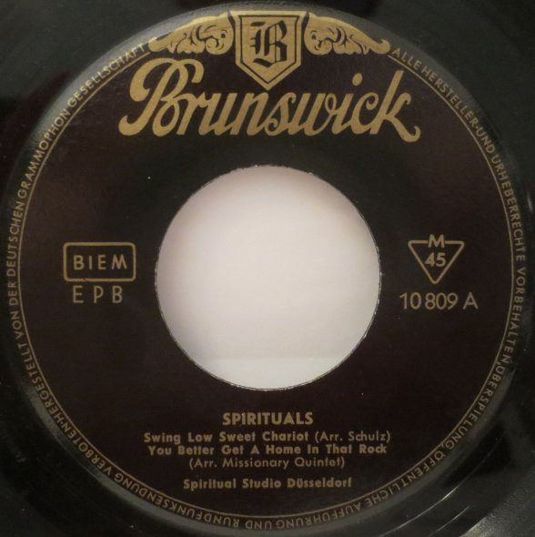 Cover zu Spiritual Studio Düsseldorf - Spirituals | 1958 | Vinyl | Jazz, Funk / Soul, Folk, World, & Country | Germany