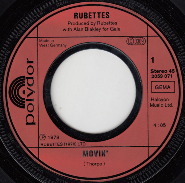 Cover zu The Rubettes - Movin' | 1978 | Vinyl | Pop | Germany Schallplatten Ankauf