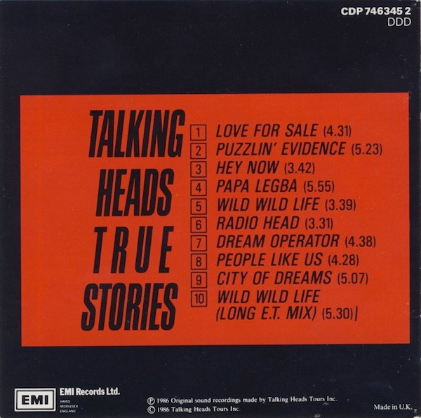 Cover zu Talking Heads - True Stories | 1986 | Vinyl | Rock | Europe