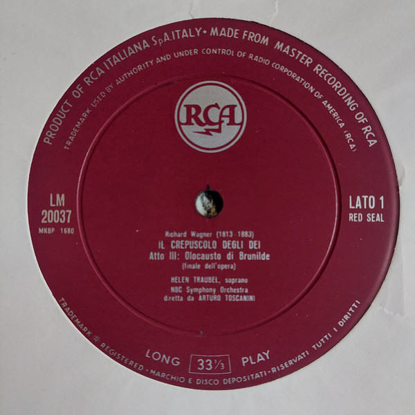 Cover zu Arturo Toscanini, NBC Symphony Orchestra - Il Crepuscolo Degli Dei: Olocausto di Brunilde / Don Giovanni: Poema Sinfonico | Vinyl | Classical | Italy Schallplatten Ankauf