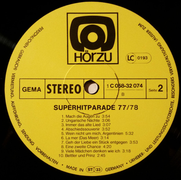 Cover zu Various - Superhitparade 77/78 | 1978 | Vinyl | Pop | Germany