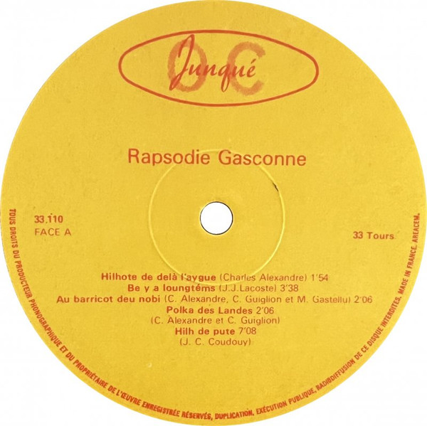 Cover zu Rapsodie Gasconne - Rapsodie Gasconne | 1973 | Vinyl | Folk, World, & Country | France Schallplatten Ankauf