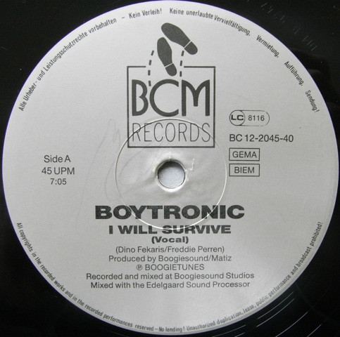 Cover zu Boytronic - I Will Survive | 1987 | Vinyl | Electronic | Germany