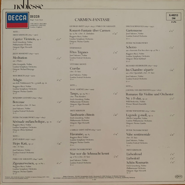 Cover zu Various - Carmen - Fantasie | 1984 | Vinyl | Classical | Germany