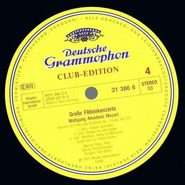 Cover zu Alessandro Scarlatti, Antonio Vivaldi, Giuseppe Sammartini, Johann Sebastian Bach, Wolfgang Amadeus Mozart, Hans-Martin Linde, Aurèle Nicolet, Werner Tripp - Grosse Flötenkonzerte | Vinyl | Classical | Germany