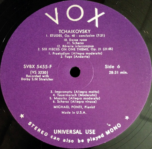 Cover zu Pyotr Ilyich Tchaikovsky / Michael Ponti - Tchaikovsky Piano Music, Sonata In G Minor, Op. 37, 12 Etudes, Op. 40, Six Pieces On One Theme, Op. 21 | Vinyl | Classical | US