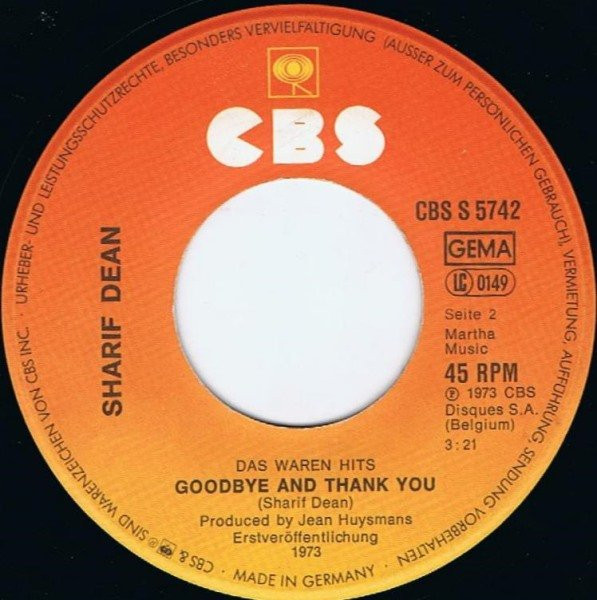 Cover zu Sharif Dean - Do You Love Me / Goodbye And Thank You | 1977 | Vinyl | Pop | Germany