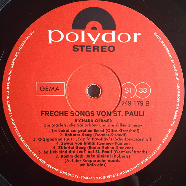 Cover zu Richard Germer - Freche Songs Von St. Pauli | 1967 | Vinyl | Pop | Germany