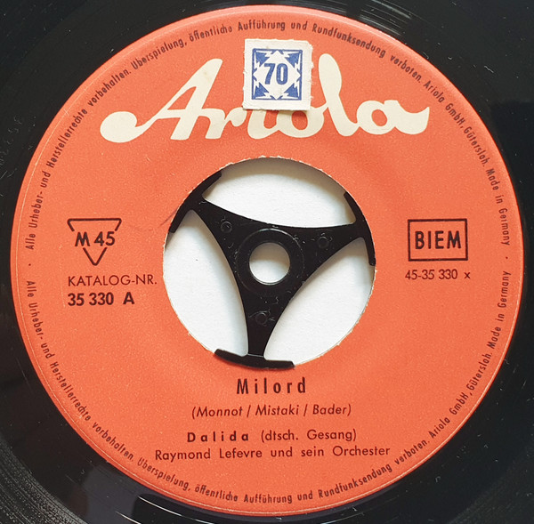 Cover zu Dalida - Milord / Romantica | 1960 | Vinyl | Pop | Germany