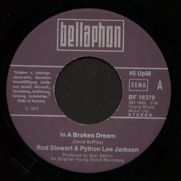 Cover zu Rod Stewart & Python Lee Jackson - In A Broken Dream | 1975 | Vinyl | Rock | Germany Schallplatten Ankauf
