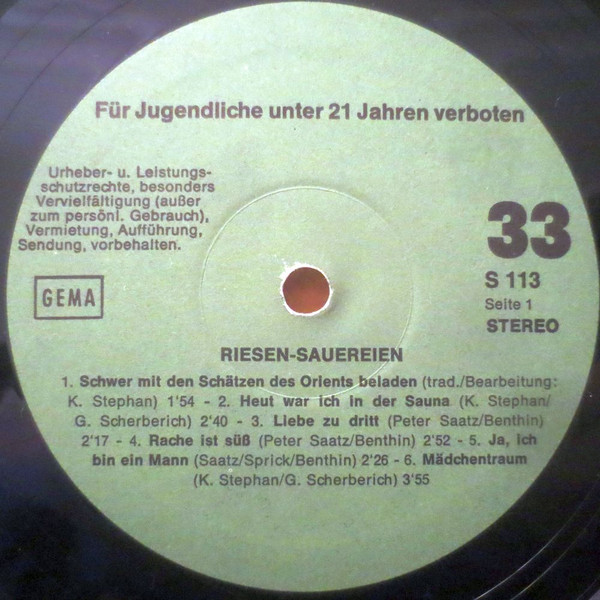 Cover zu Unknown Artist - Riesen-Sauereien | Vinyl | Pop | Germany