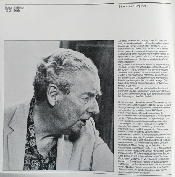 Cover zu Benjamin Britten, Eliahu Inbal, Radio-Sinfonie-Orchester Frankfurt, Iulia Várady, Robert Tear, Thomas Hemsley, BBC Symphony Chorus London - War Requiem | 1981 | Vinyl | Classical | Germany