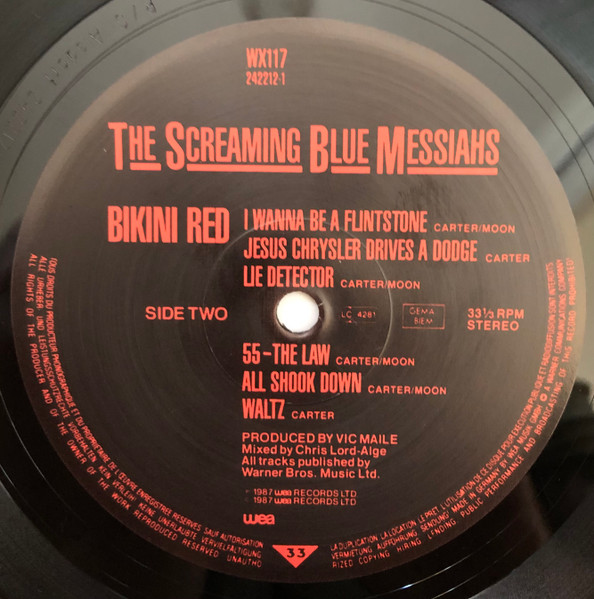 Cover zu The Screaming Blue Messiahs - Bikini Red | 1987 | Vinyl | Rock, Blues | Europe
