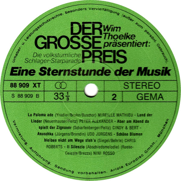 Cover zu Various - Der Grosse Preis - Die Volkstümliche Schlager-Starparade | 1975 | Vinyl | Pop | Germany Schallplatten Ankauf