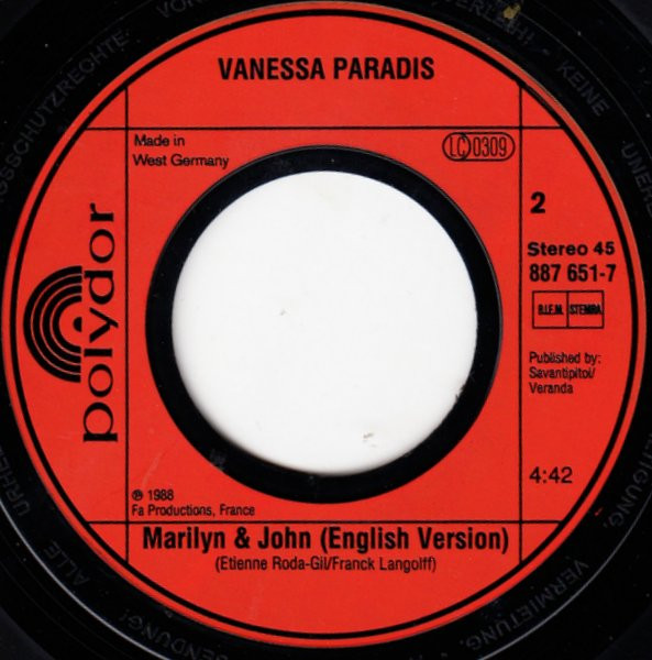 Cover zu Vanessa Paradis - Marilyn & John | 1988 | Vinyl | Pop | Europe