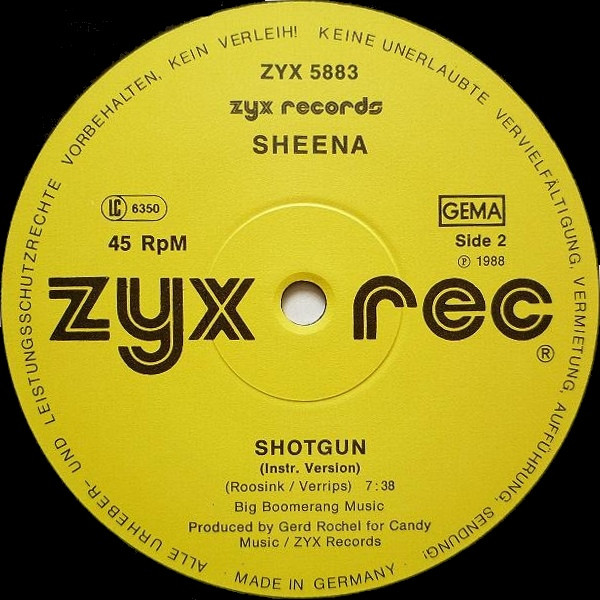 Cover zu Sheena - Shotgun (The Pre-Re-Mix) | 1988 | Vinyl | Electronic | Germany Schallplatten Ankauf