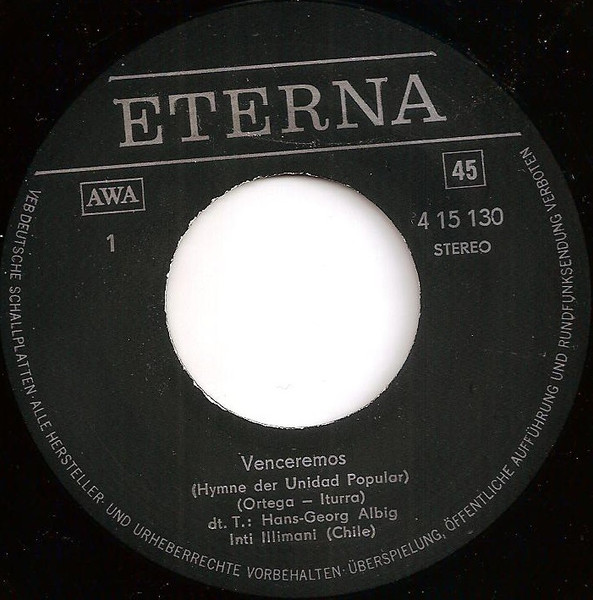 Cover zu Various - Solidarität Mit Chile (Venceremos / El Pueblo Unido) | 1973 | Vinyl | Pop, Folk, World, & Country | German Democratic Republic (GDR) Schallplatten Ankauf