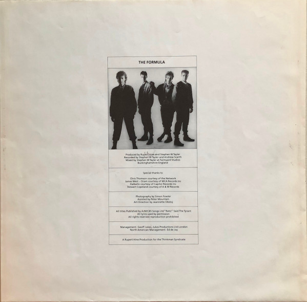 Cover zu Thinkman - The Formula | 1986 | Vinyl | Electronic | Europe