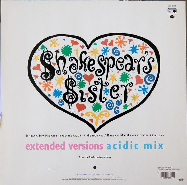Cover zu Shakespear's Sister - Break My Heart / Heroine (Extended Versions) | 1988 | Vinyl | Electronic | Europe Schallplatten Ankauf