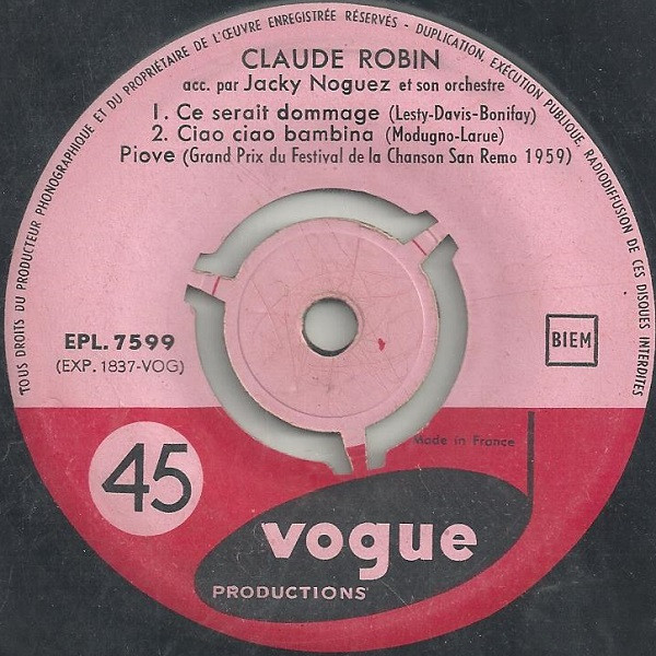 Cover zu Claude Robin Accompagné Par Jacky Noguez And His Orchestra - Vol. 11 - Oui, Oui, Oui, Oui... | 1959 | Vinyl | Pop | France
