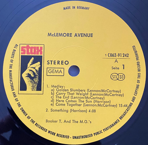 Cover zu Booker T & The Mg's - McLemore Avenue | 1970 | Vinyl | Funk / Soul | Germany Schallplatten Ankauf