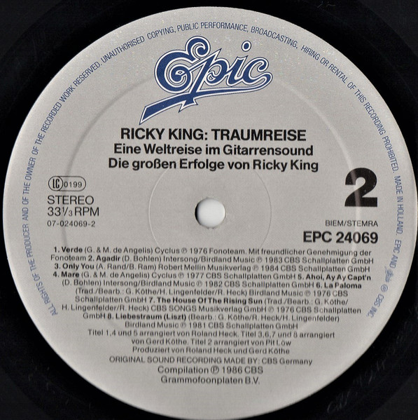 Cover zu Ricky King - Traumreise (Eine Weltreise Im Gitarrensound) | 1986 | Vinyl | Pop | Netherlands