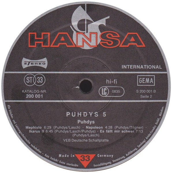 Cover zu Puhdys - Puhdys 5 | 1978 | Vinyl | Rock | Germany