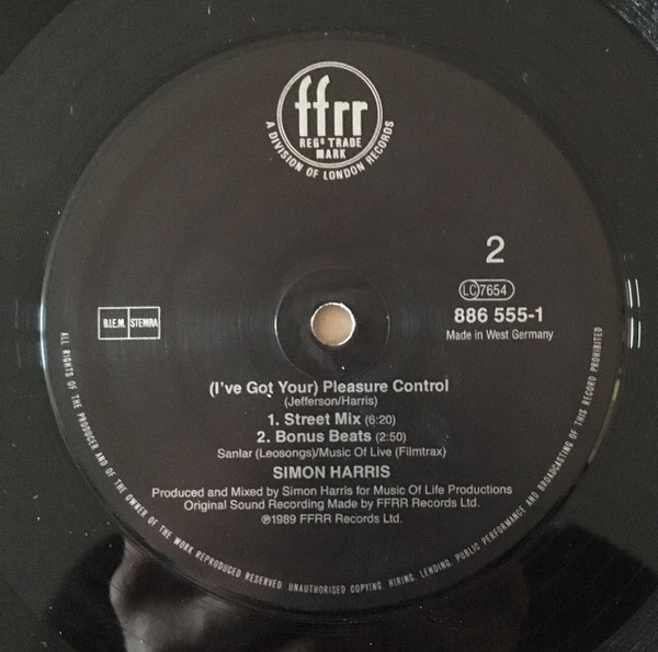 Cover zu Simon Harris - (I've Got Your) Pleasure Control | 1989 | Vinyl | Electronic | UK